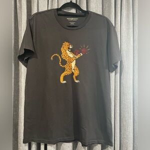 Cool and rare! Denim & Supply Ralph Lauren Black Tee with Leopard Graphic